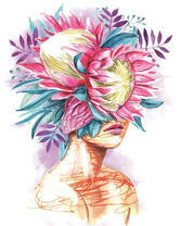 Без бренда «Портрет девушка с оригинальными цветами на голове» в Ульяновске