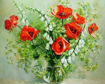 Весенний букет из маков и подснежников