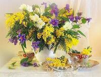 Без бренда «Букет из мимозы и колокольчиков в вазе» в Ульяновске в интернет-магазине  Без бренда «Букет из мимозы и колокольчиков в вазе» в Ульяновске