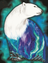 Белая медведица в северном сиянии