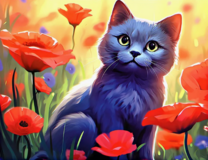 Без бренда «Серый котик и маки» в Ульяновске в интернет-магазине  Без бренда «Серый котик и маки» в Ульяновске