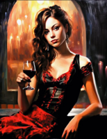 Без бренда «Обворожительная брюнетка с бокалом красного вина» в Ульяновске